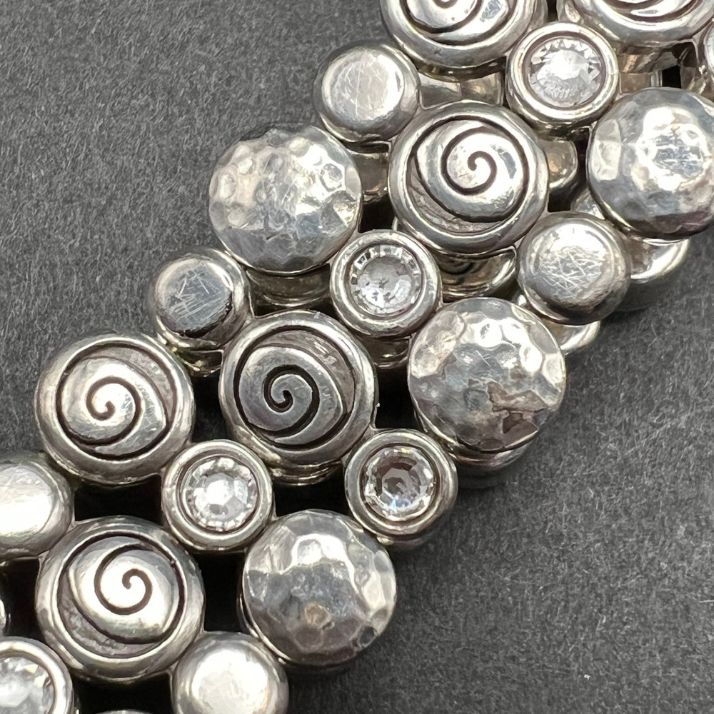 Brighton Joliet Stretch Bracelet Silver Plated Hammered Spiral Crystals - Picture 5 of 10